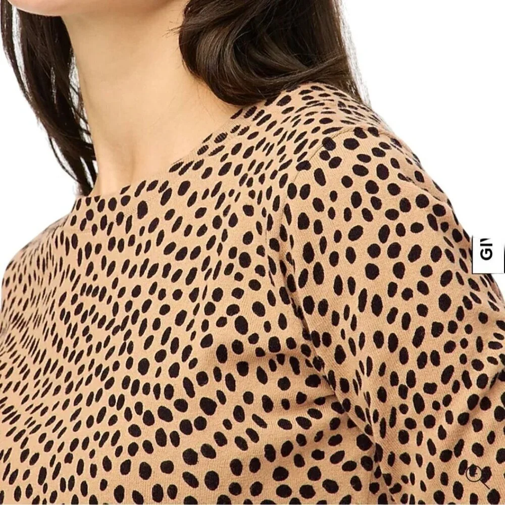 J.Crew Cheetah Teddie Sustainable 100% Cotton Crewneck Pullover Size M
